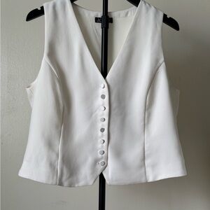 J.Crew Slim Fit Tuxedo Suit Vest City Crepe Ivory Classic Minimalist US